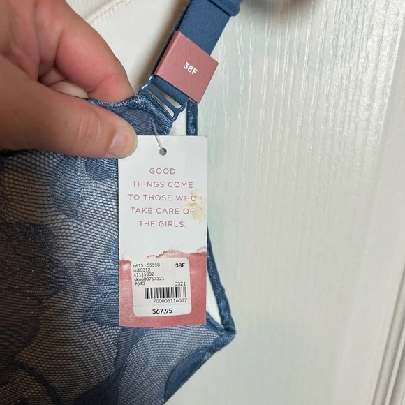 Cacique NWT 38F Elegant Blue Lace Bra - Picture 3 of 5